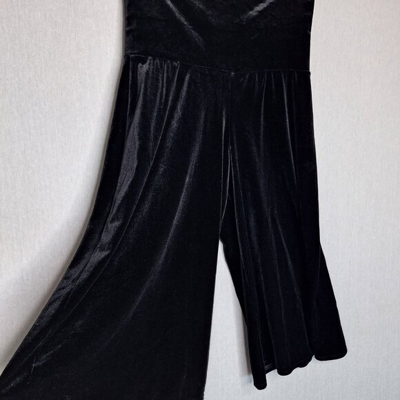 💙 Notations Black Velour Wide Elastic Waistband Wide Leg Cropped Pants Size M/L - Picture 4 of 8